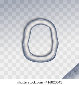 Water letter o on checkered background. Vector silhouette of the letter "o" of pure water.