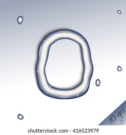 Water letter o. Vector silhouette of the letter "o" of pure water