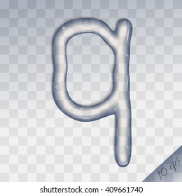Water letter q on checkered background. Vector silhouette of the letter "q" of pure water.