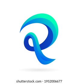 Water Letter R Logo Vector Icon