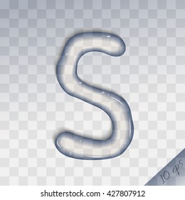 Water letter s on checkered background. Vector illustration of the letter "s" of pure water.