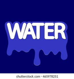 Water, letter sticker, abstract design template, vector illustration