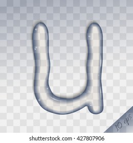 Water letter u on checkered background. Vector illustration of the letter "u" of pure water.