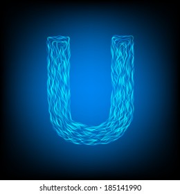 Water letter U. Vector illustration