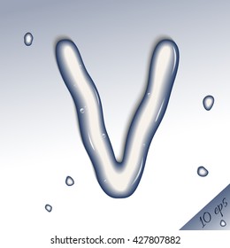 Water letter v. Vector illustration of the letter "v" of pure water.