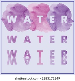 Water Lettering watercolor wet water splash vector illustration in square frame , suitable for invitation card background or wallpaper template collection