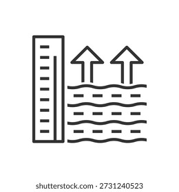 Water Level Up Icon - Flood Measurement Scale Icon