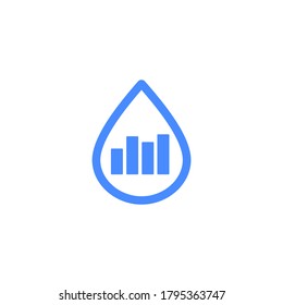 icono de nivel de agua con gráfico en blanco