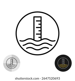 Water level icon. Technical liquid as oil or hydraulic fluid surface level with measuring scale on the gauge symbol. Editable stroke.