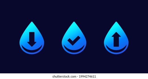 water level icons, low, normal and high