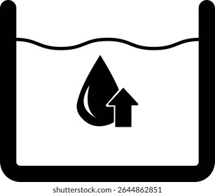 water level vector icon, Rise in water level icon. isolated on white background. 