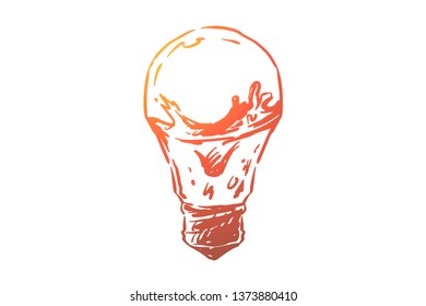 Water in light bulb close up, ecologically clean energy source 