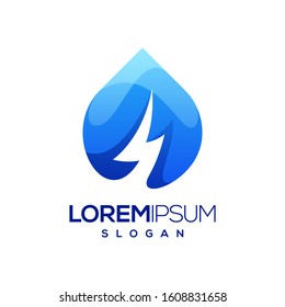 water lightning colorful gradient logo design