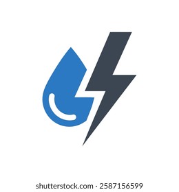 Water Lightning Icon On White Background