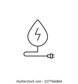 Water with lightning sign and electrical plug icon. Simple outline vector of Sustainable Energy set icons for UI and UX, website or mobile application