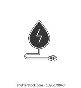 Water with lightning sign and electrical plug icon. Simple outline vector of Sustainable Energy set icons for UI and UX, website or mobile application on white background