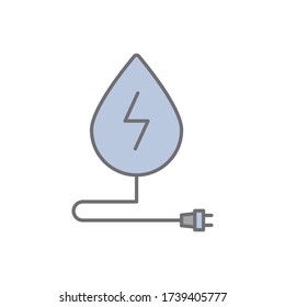 Water with lightning sign and electrical plug icon. Simple outline colored vector of sustainable energy icons for ui and ux, website or mobile application
