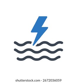 Water Lightning Storm Icon Isolated On White Background 
