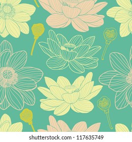 water lilies beautiful seamless pattern