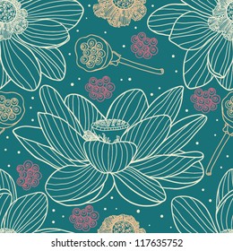 water lilies beautiful seamless pattern