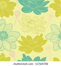 water lilies beautiful seamless pattern