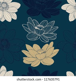 water lilies beautiful seamless pattern
