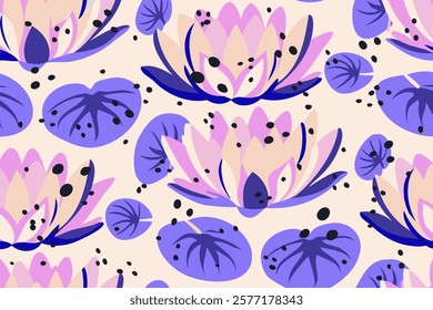 Water lillies  trendy minimalistic background. Floral background. 