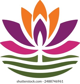 water Lilly silhouette color flower illustration 02