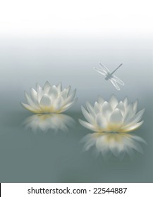 Water Lily Background. Vector Illustration