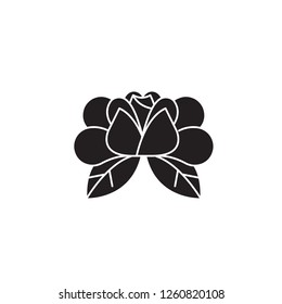 Water lily black vector concept icon. Water lily flat illustration, sign