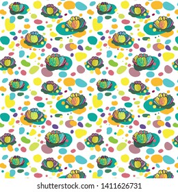 Water Lily Bright Vector Pattern