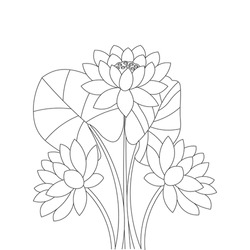 Water Lily Coloring Page Of Simplicity Artistic Drawn With Blossom Flower On Isolated Background.
Hand Drawing Indian Lotus Flower With Decorative Line Art Design For Print.
