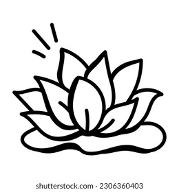 Water lily, doodle icon of lotus