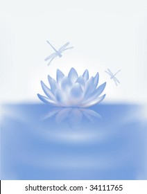 Water Lily and Dragonflies
