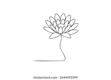 Desenho contínuo de uma linha de flor de lírio de água design minimalismo