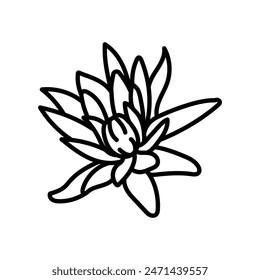 Water Lily Flower Outline Icon, Vector illustration