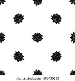 Water lily flower pattern repeat seamless in black color for any design. Vector geometric illustration