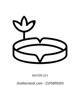 water lily icon. Line Art Style Design Isolated On White Background