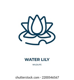 Water lily icon. Linear vector illustration from wildlife collection. Outline water lily icon vector. Thin line symbol for use on web and mobile apps, logo, print media.