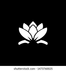 Water Lily Icon On Black Background. Black Flat Style Vector Illustration.