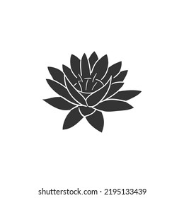 Water Lily Icon Silhouette Illustration. Flower Vector Graphic Pictogram Symbol Clip Art. Doodle Sketch Black Sign.