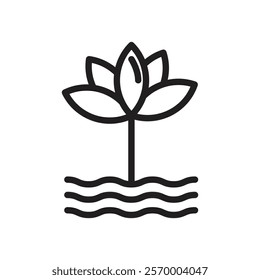 Water lily icon Vector flat thin line illustration