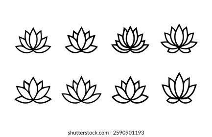 water lily icon. Yoga lotus symbol, flower of healthy lifestyle