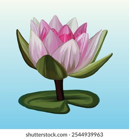 Water lily illustration, perfect for serene, nature-inspired designs and floral-themed projects.