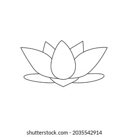 The water lily line icon. Vector illustration in a simple style on a white background. Drawing coloring book