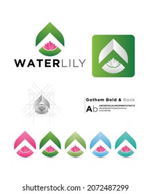 Water lily logo design vector