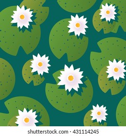 Water lily pattern vector.