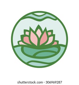 Water lily round design element vector illustration 