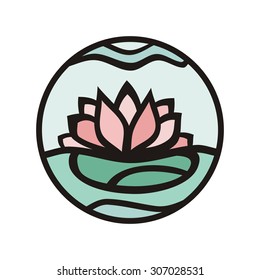 Water lily round pattern design element vector illustration