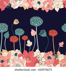 Water lily seamless pattern